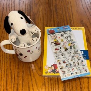 Peanuts Gift Set Mug, Note Pad, Stickers, Mini Stuffed Snoopy